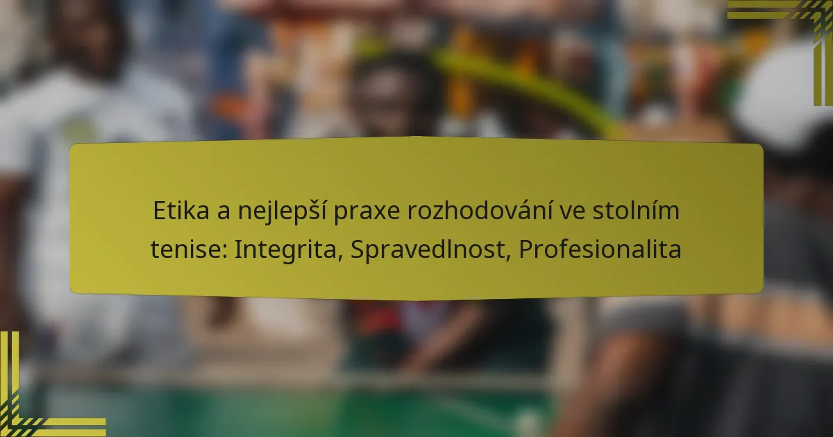 Etika a nejlepší praxe rozhodování ve stolním tenise: Integrita, Spravedlnost, Profesionalita