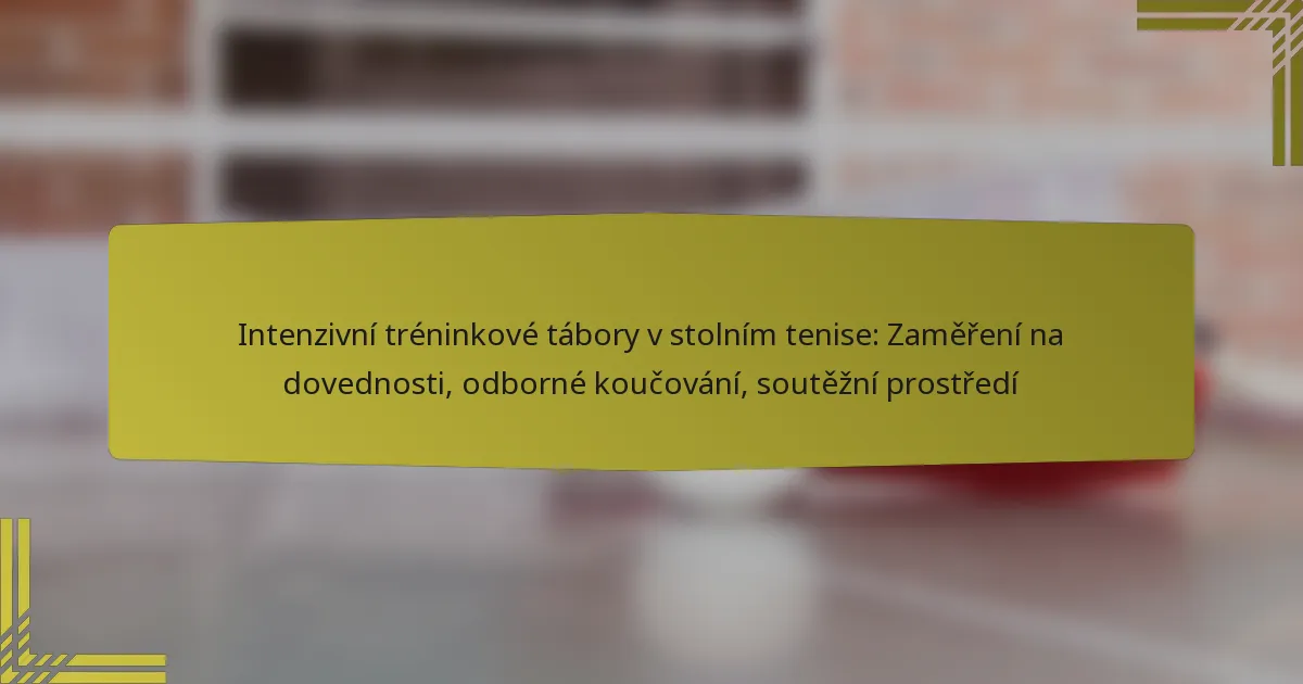 Intenzivní tréninkové tábory v stolním tenise: Zaměření na dovednosti, odborné koučování, soutěžní prostředí