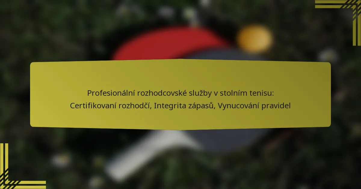 Profesionální rozhodcovské služby v stolním tenisu: Certifikovaní rozhodčí, Integrita zápasů, Vynucování pravidel
