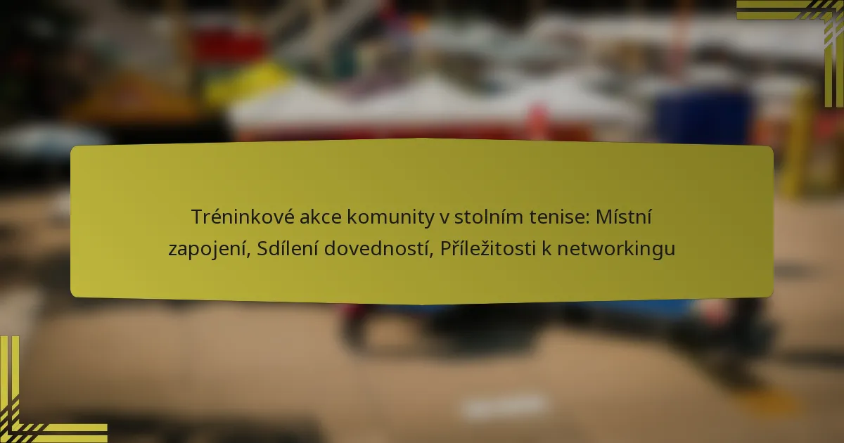 Tréninkové akce komunity v stolním tenise: Místní zapojení, Sdílení dovedností, Příležitosti k networkingu