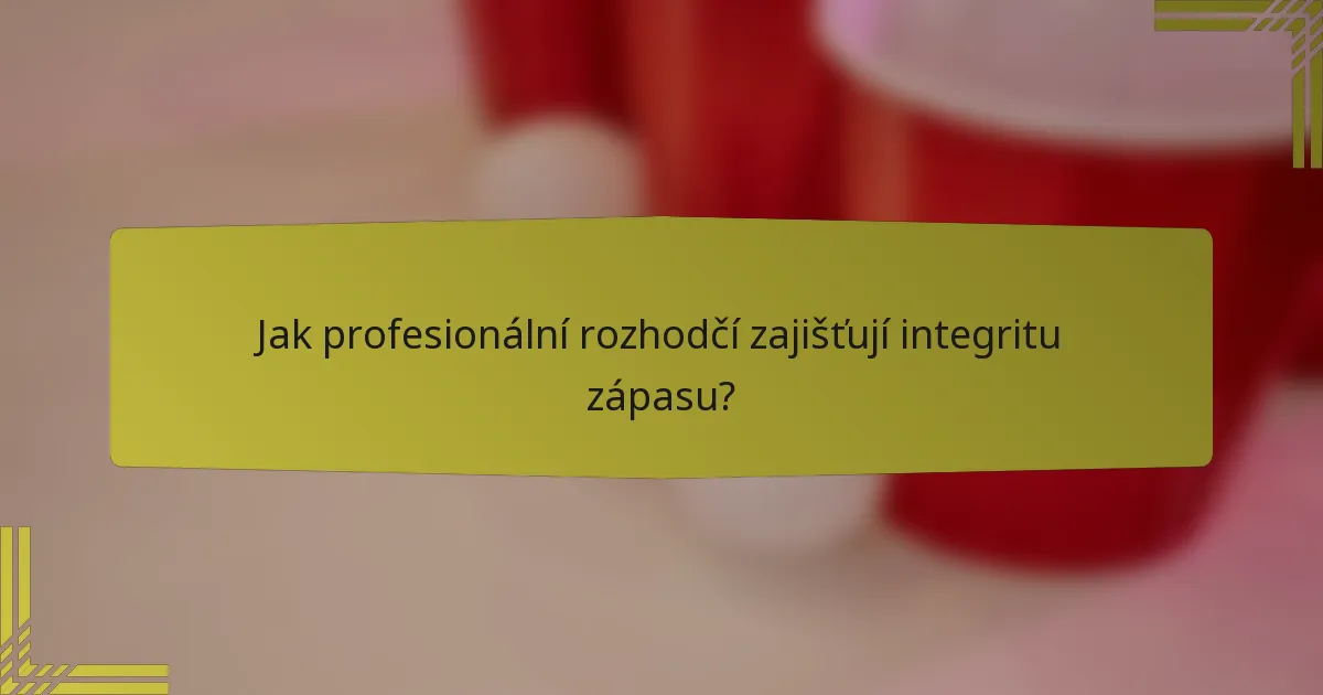 Jak profesionální rozhodčí zajišťují integritu zápasu?