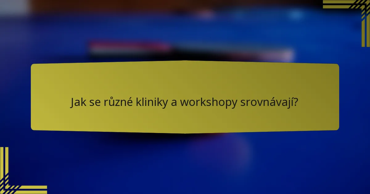 Jak se různé kliniky a workshopy srovnávají?