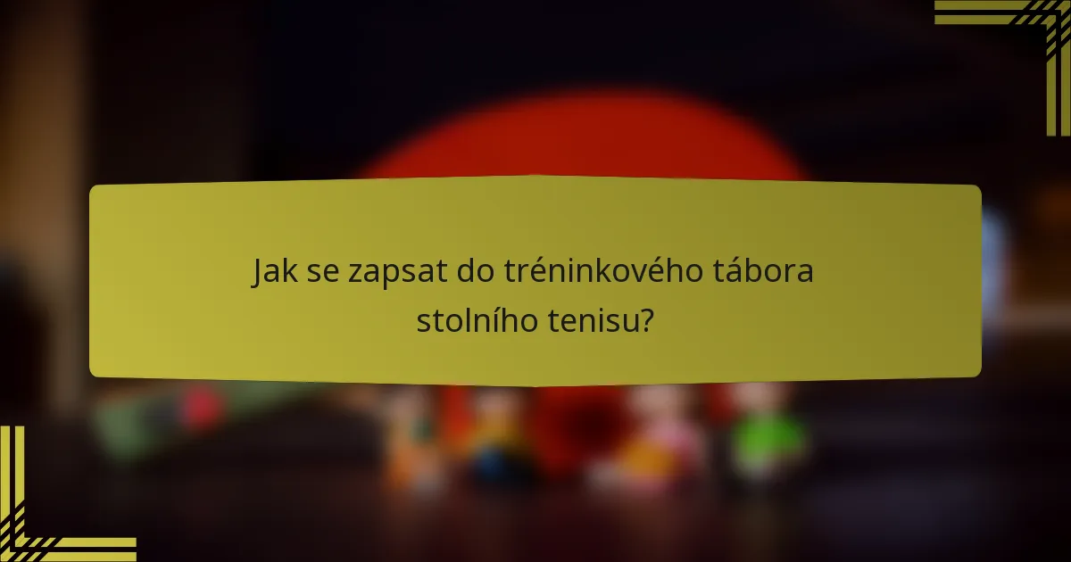 Jak se zapsat do tréninkového tábora stolního tenisu?