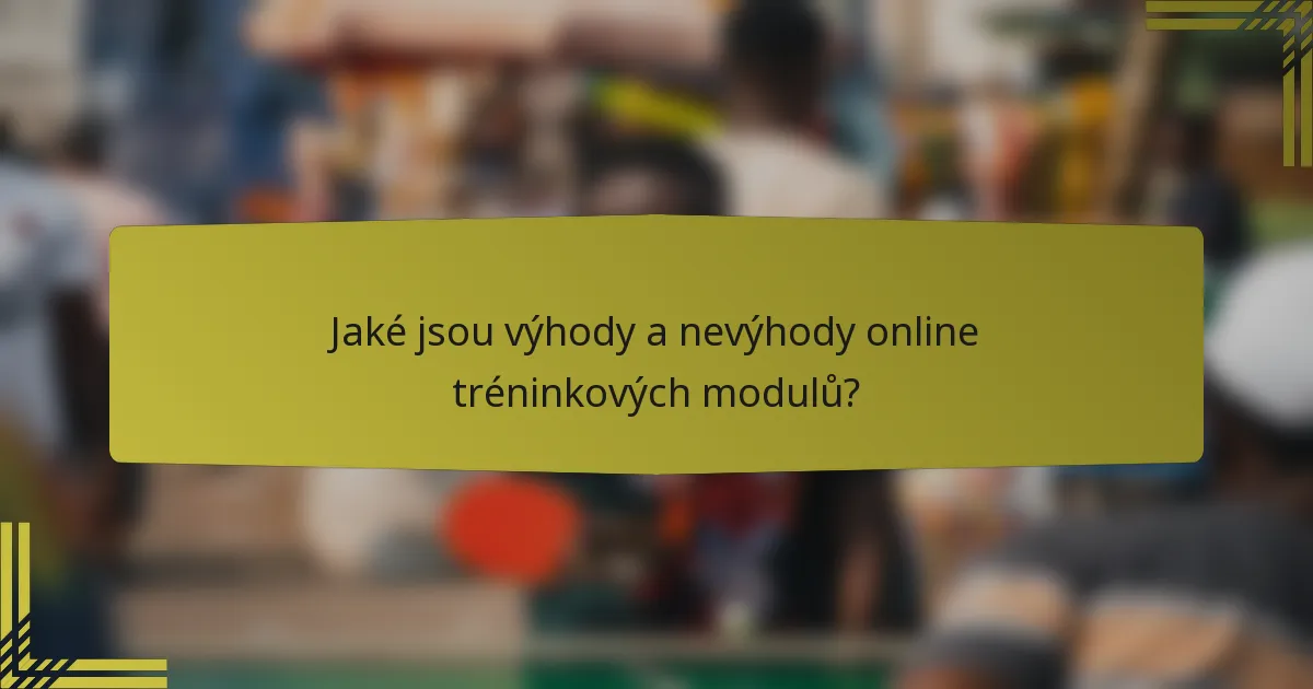 Jaké jsou výhody a nevýhody online tréninkových modulů?