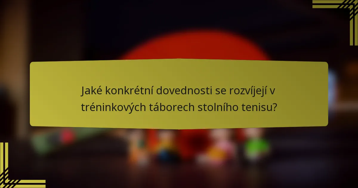 Jaké konkrétní dovednosti se rozvíjejí v tréninkových táborech stolního tenisu?