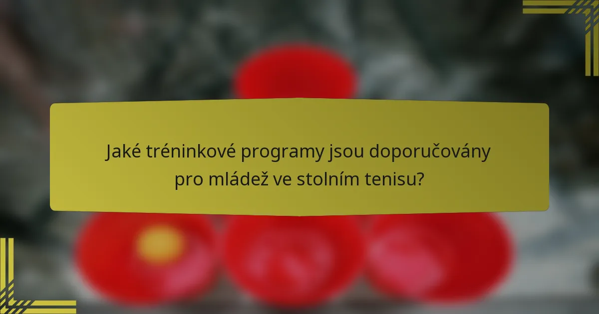 Jaké tréninkové programy jsou doporučovány pro mládež ve stolním tenisu?