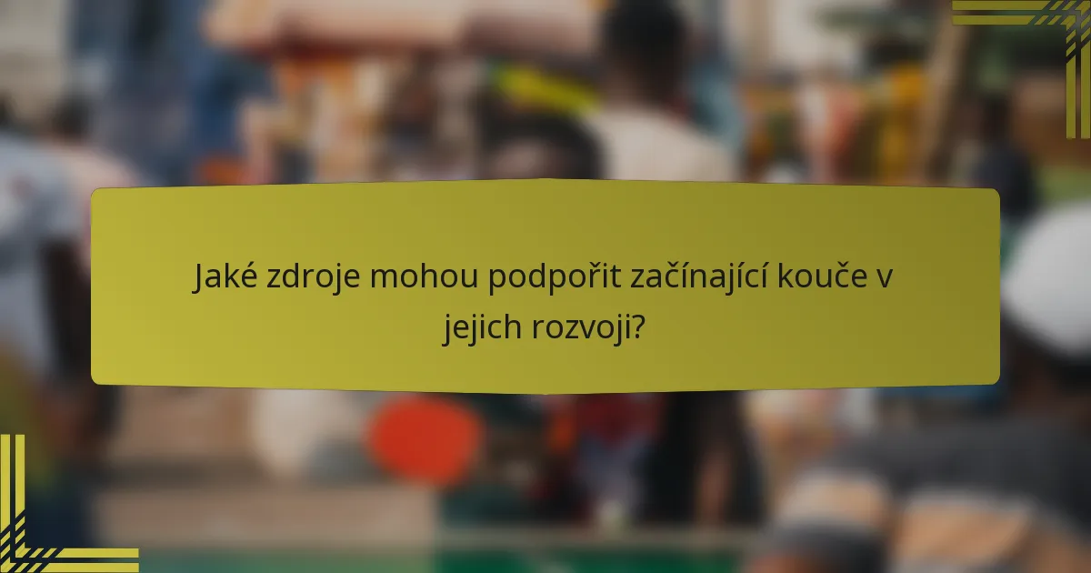 Jaké zdroje mohou podpořit začínající kouče v jejich rozvoji?